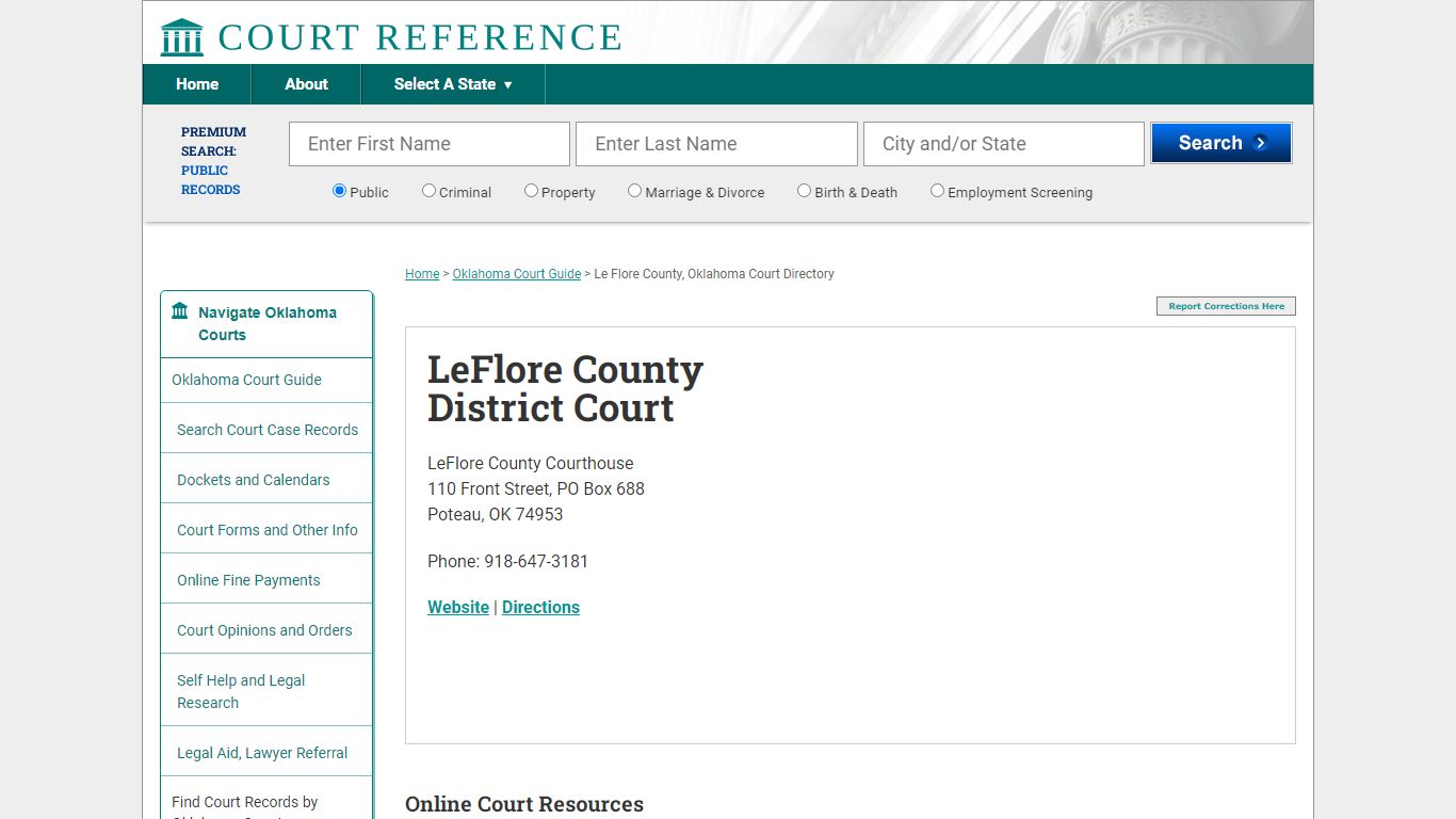 LeFlore County District Court - CourtReference.com